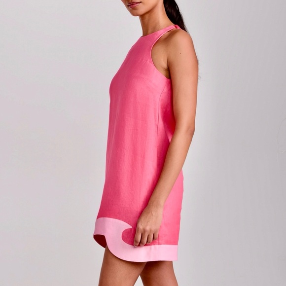 πΊπHPππΊ NWT Staud Allori Mini Dress Coral Paradise/Pearl Pink - Picture 4 of 16